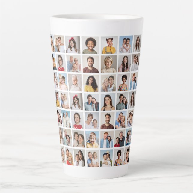 Taza De Café Latte Create Your Own 49 Photo Collage  (Anverso)