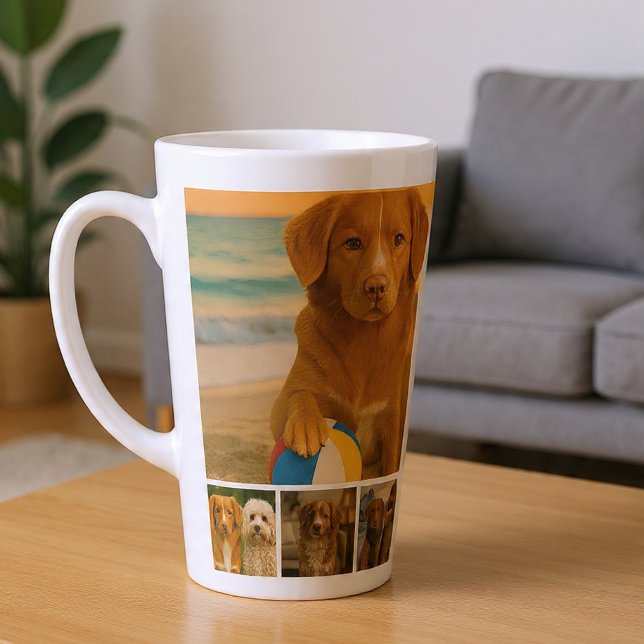 Taza De Café Latte Create your own 7 photo collage personalized (Create your own 7 photo collage personalized latte mug by Ricaso. Photo gift idea, ideal for anyone)