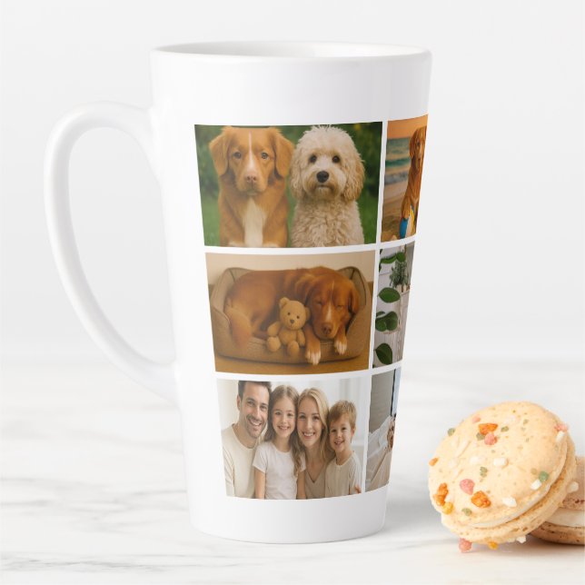 Taza De Café Latte Create your own custom made 9 photo personalized (In situ)