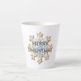 Taza De Café Latte Crema azul Navidad Snowflake