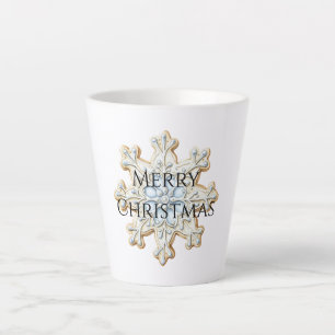 Taza De Café Latte Crema azul Navidad Snowflake