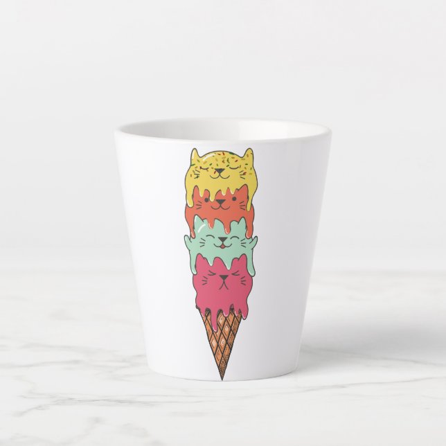 Taza De Café Latte Crema de hielo de gato | Kawaii Kittens (Anverso)