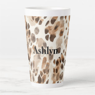 Taza De Café Latte Crema de moda Marrón Leopardo Impresión animal Cum