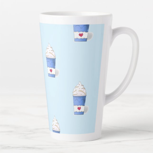 Taza De Café Latte Crema lata y batida (azul) (Derecha)