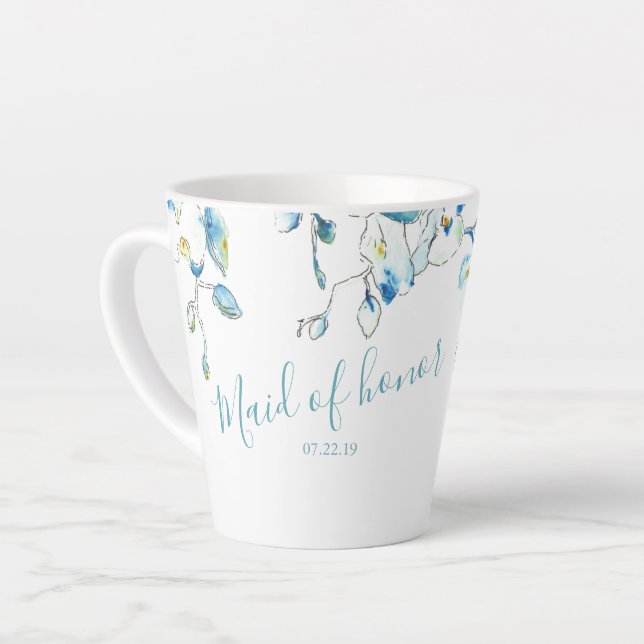 Taza De Café Latte Criada de honor azul de agua orquídea (Ángulo izquierdo)