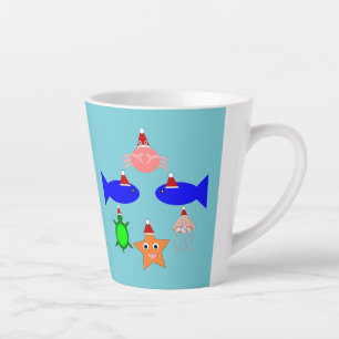 Taza De Café Latte Criaturas marinas de los navidades