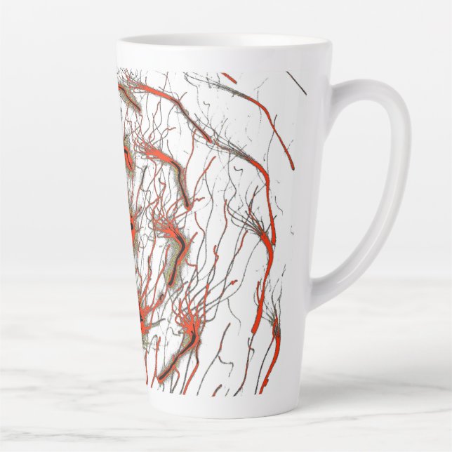 Taza De Café Latte Crimson Flowline Latte Mug (Derecha)