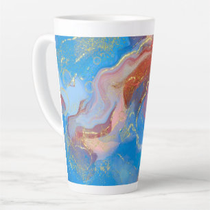Taza De Café Latte Crimson, Rubor, Blue y Gold Marled Alcohol