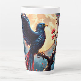 Taza De Café Latte Crimsonwing bajo la luz de la luna – Ave de fantas