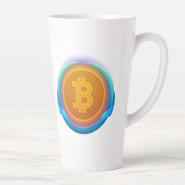 TAZA DE CAFÉ LATTE CRIPTOMONEDA BITCOIN (Derecha)