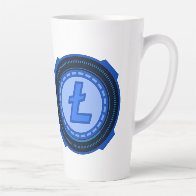 TAZA DE CAFÉ LATTE CRIPTOMONEDA LITECOIN (Derecha)