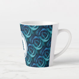 Taza De Café Latte Cristiano Rosa azul monograma personalizado