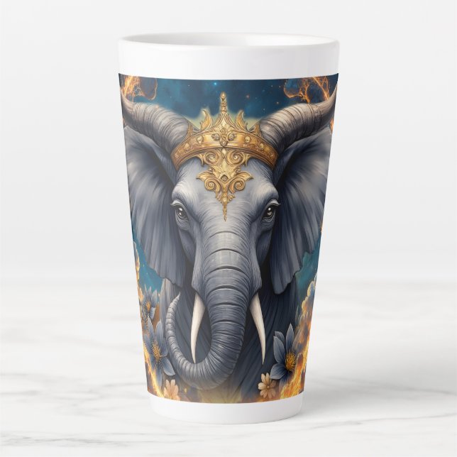 Taza De Café Latte Crowned Guardian of the Celestial Gate the elefant (Anverso)
