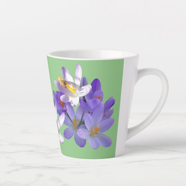 Taza De Café Latte Cruces púrpuras con berenjena de latte verde claro (Derecha)