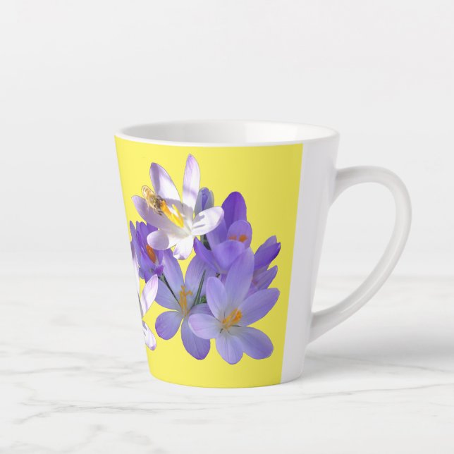 Taza De Café Latte Cruces púrpuras con peluche latte amarillo (Derecha)