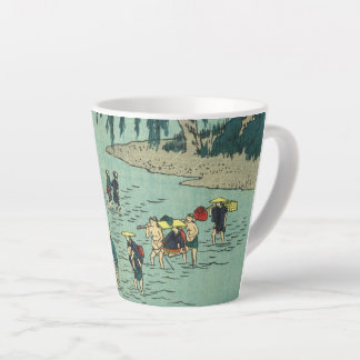 Taza De Café Latte Cruzado de río vintage - Bloqueo de madera japonés
