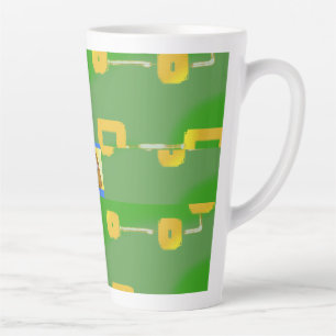 Taza De Café Latte Cuadrados Amarillos Personalizado Cuadros Verde