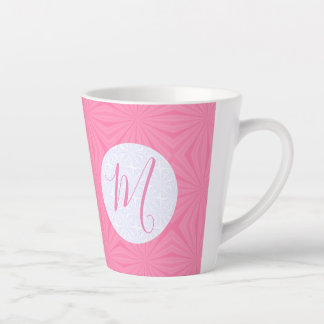 Taza De Café Latte Cuadrados ondulados suaves rosados inicial persona