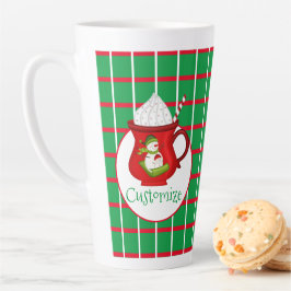 Taza De Café Latte Cuadrados verdes con barrido de lata de líneas roj