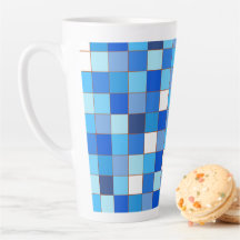 Cuadrícula azul Latte Mug