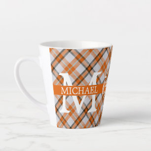 Taza De Café Latte Cuadrícula moderna de Búfalo con monograma de Navi