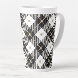 Taza De Café Latte Cuadro negro y blanco de leñador