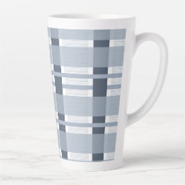 Taza De Café Latte Cuadros azules y rayas