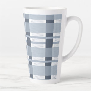 Taza De Café Latte Cuadros azules y rayas