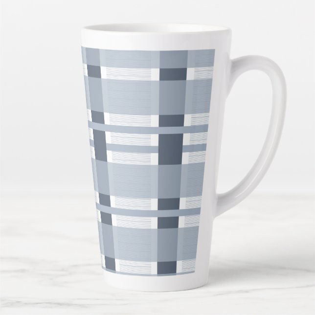 Taza De Café Latte Cuadros azules y rayas (Derecha)