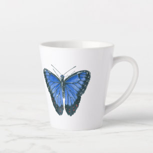 Taza De Café Latte Cuadros de acuarela de morfo azul