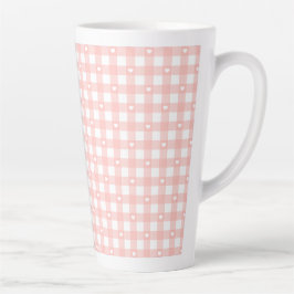 Taza De Café Latte Cuadros de melocotón y naranja
