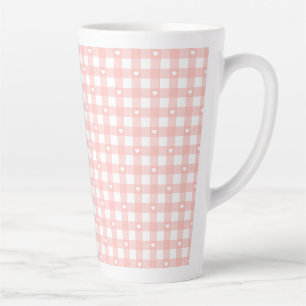 Taza De Café Latte Cuadros de melocotón y naranja