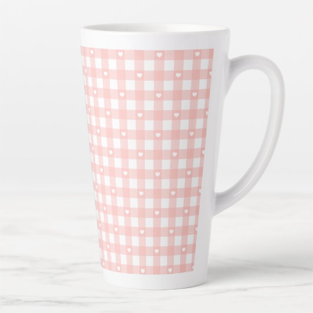 Taza De Café Latte Cuadros de melocotón y naranja (Derecha)