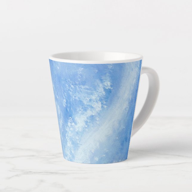 Taza De Café Latte Cuando las olas del océano chocan en la acuarela d (Ángulo derecho)