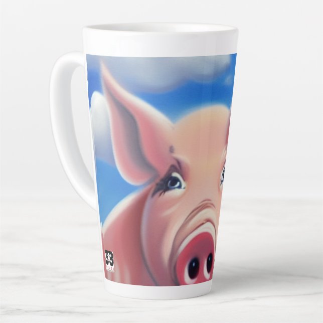 Taza De Café Latte Cuando los cerdos vuelan (Ángulo izquierdo)