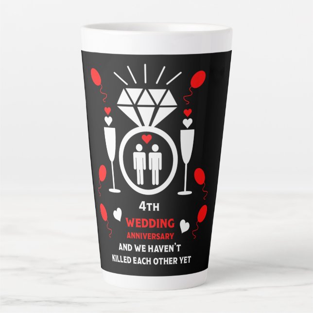 Taza De Café Latte Cuarto aniversario Boda de los homosexuales (Anverso)
