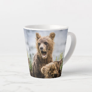 Taza De Café Latte Cubos Grizzly Buscando Su Mamá