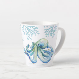 Taza De Café Latte Cuenca Octopus de color azul Witty