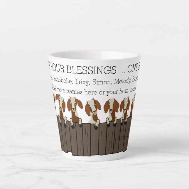 Taza De Café Latte Cuenta tus bendiciones Cabras Boer (Anverso)