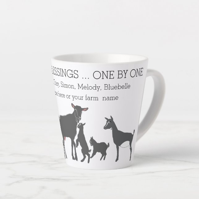 Taza De Café Latte Cuente tus bendiciones tu cabra de latte (Ángulo derecho)