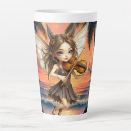 Taza De Café Latte Cuerdas Susurrantes de la Hada del Atardecer.
