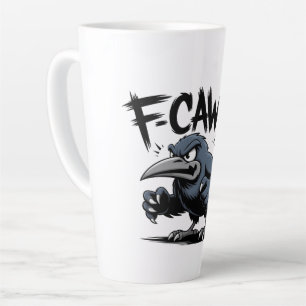 Taza De Café Latte Cuervo Enojado “F-CAW-F ” – Diseño de Pájaro de Di