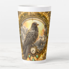 Taza De Café Latte Cuervo Guardián del Tiempo – Relojería Gótica