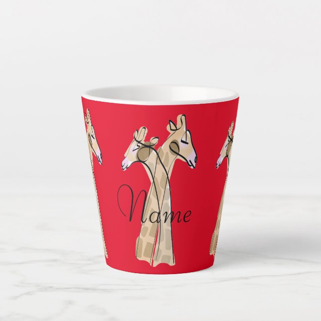 Taza De Café Latte Cuidada pareja de jirafa Thunder_Cove (Anverso)