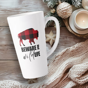 Taza De Café Latte Cuidado con la placa de búfalo salvaje ID669