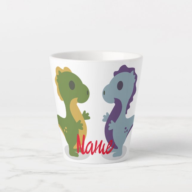 Taza De Café Latte Cuidado par de dinosaurios Thunder_Cove (Anverso)