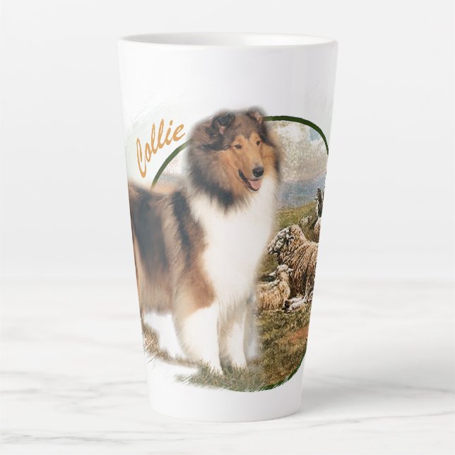 Taza De Café Latte Cuidador de collie rudo de la oveja (Anverso)