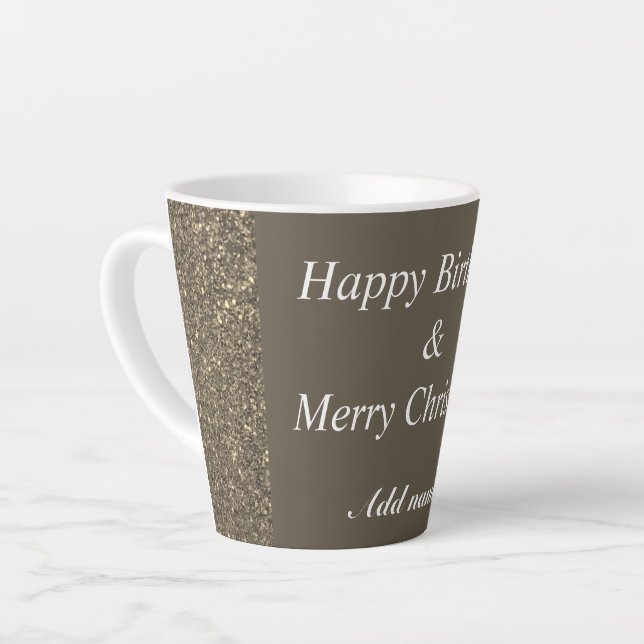 Taza De Café Latte Cumpleaños de doble ocasión y paro de Navidades (Ángulo izquierdo)