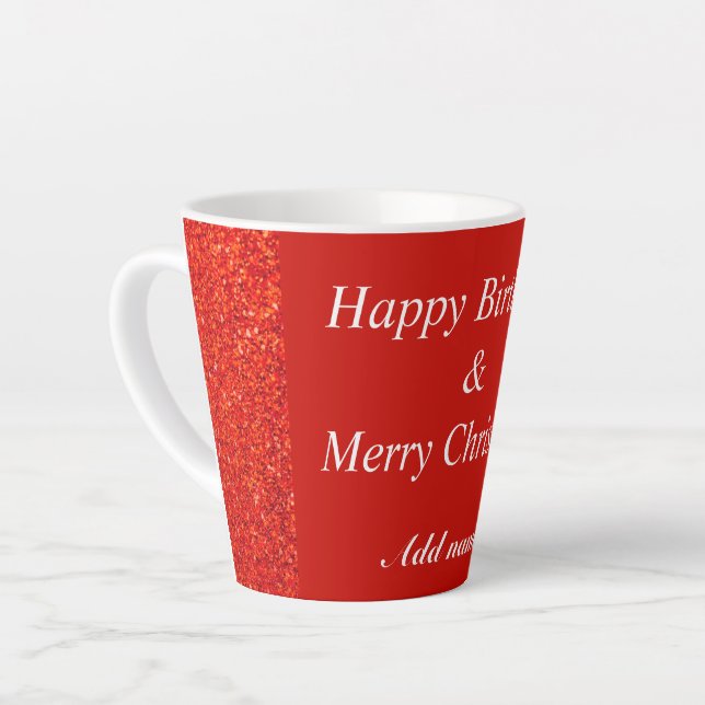 Taza De Café Latte Cumpleaños de doble ocasión y paro de Navidades (Ángulo izquierdo)