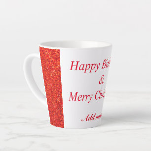 Taza De Café Latte Cumpleaños de doble ocasión y paro de Navidades